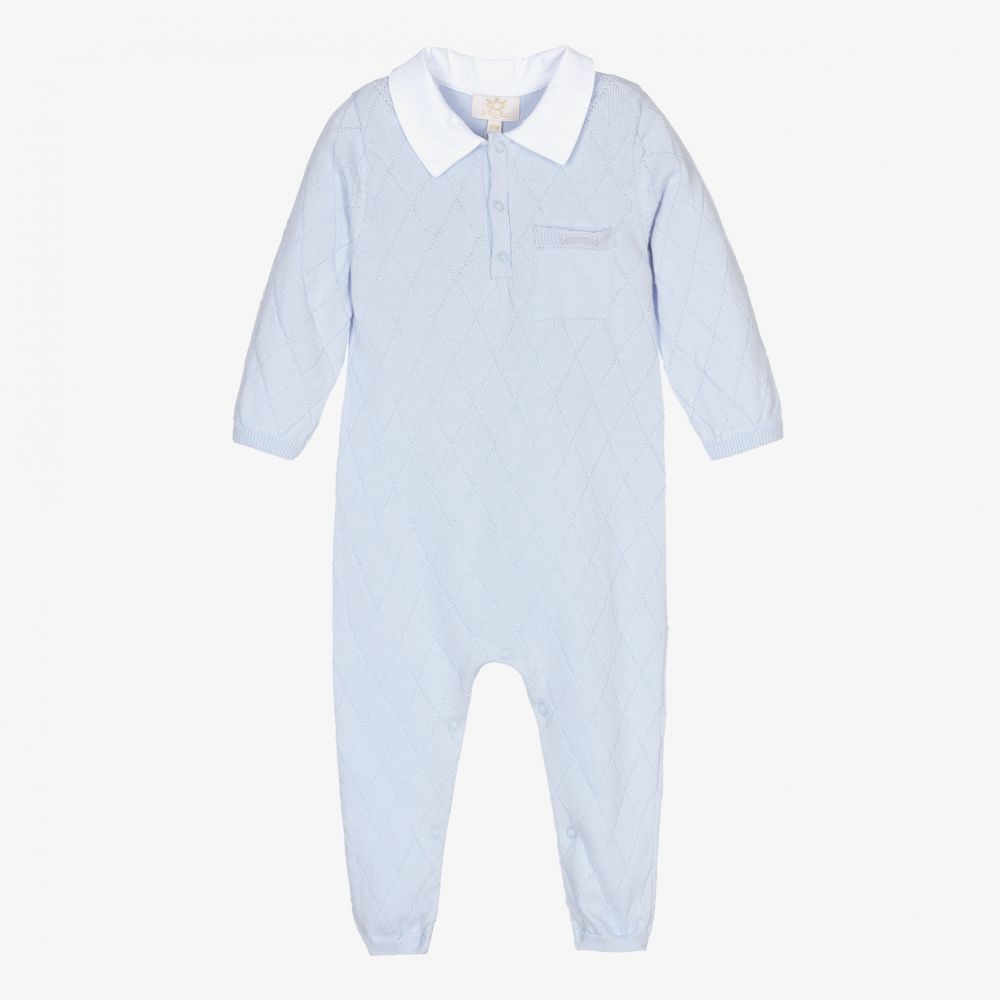 Caramelo Kids - Boys Blue Knitted Babysuit | Childrensalon