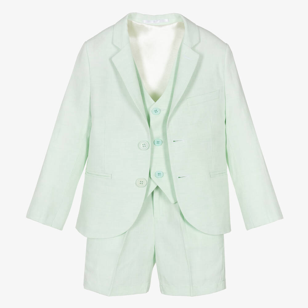 Caramelo Kids - Boys Green Linen & Cotton Suit | Childrensalon
