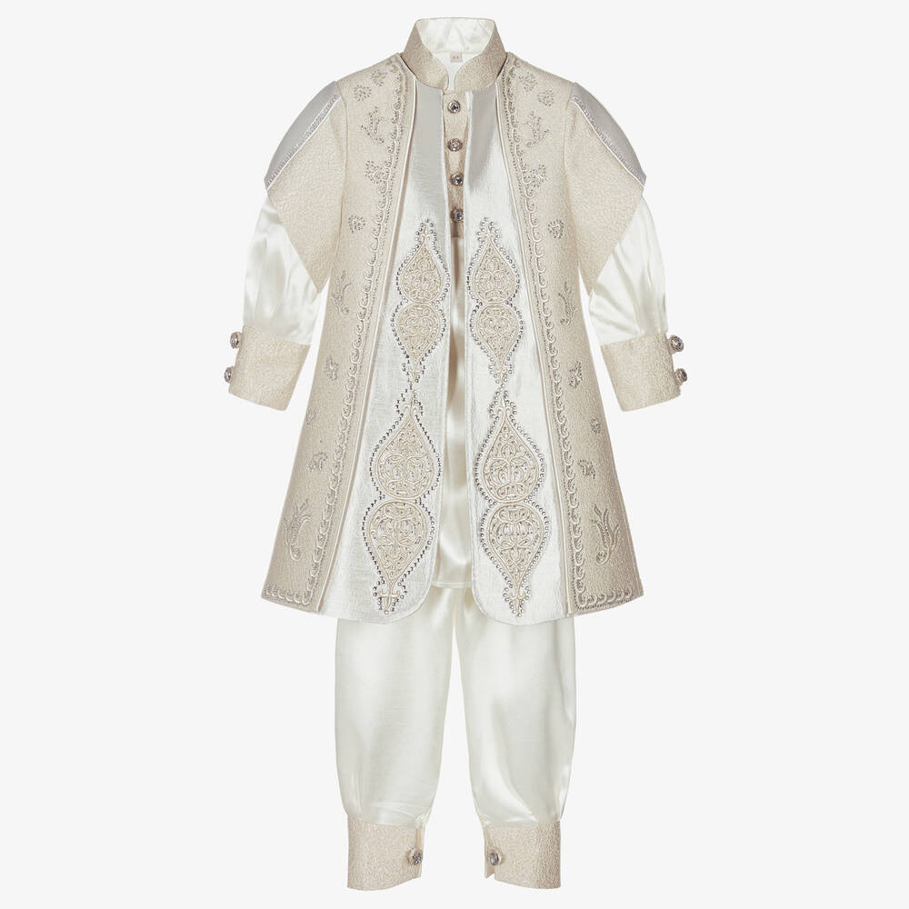 Caramelo Kids - Boys Ivory & Gold Embroidered Suit | Childrensalon