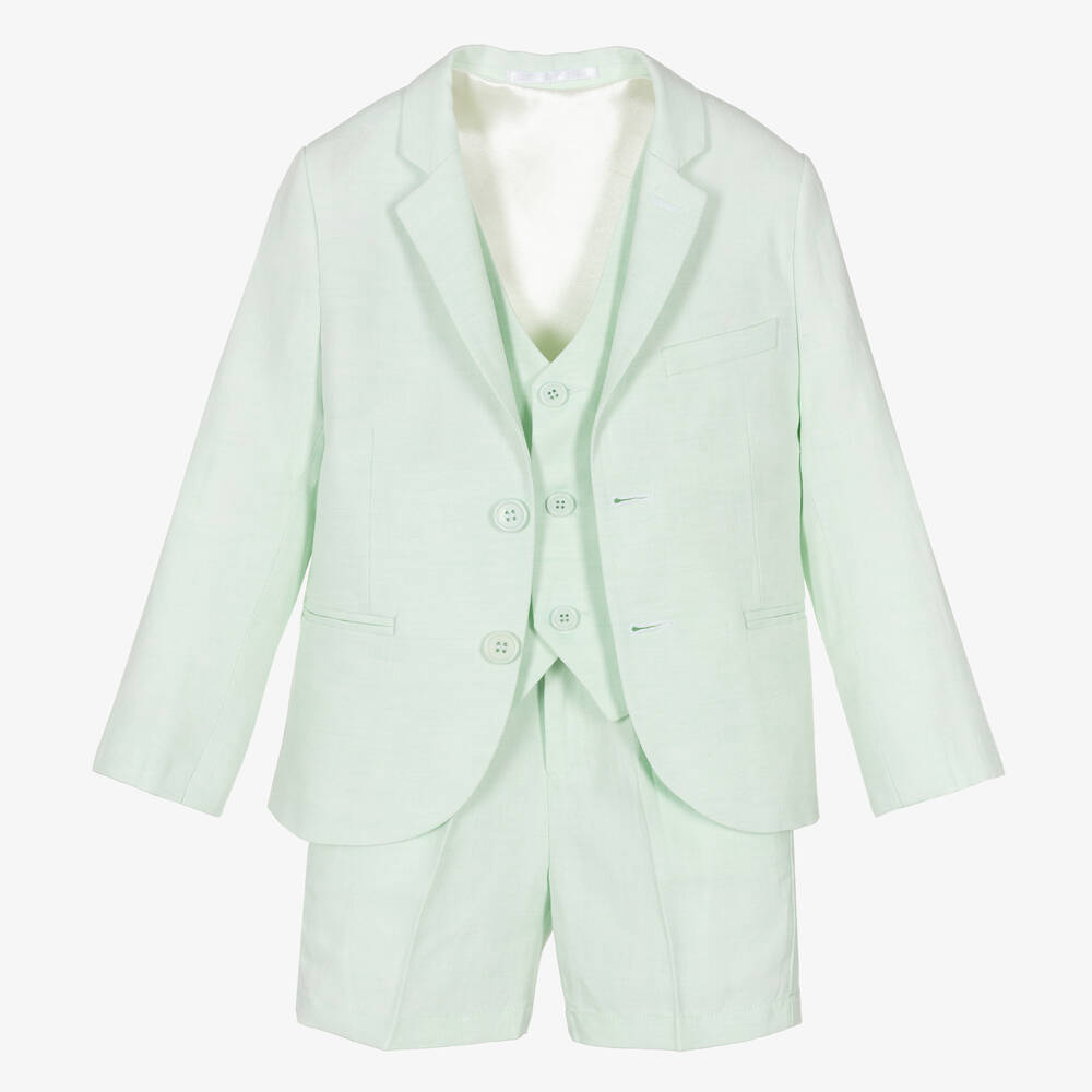 Caramelo Kids - Boys Pale Green Linen & Cotton Suit | Childrensalon
