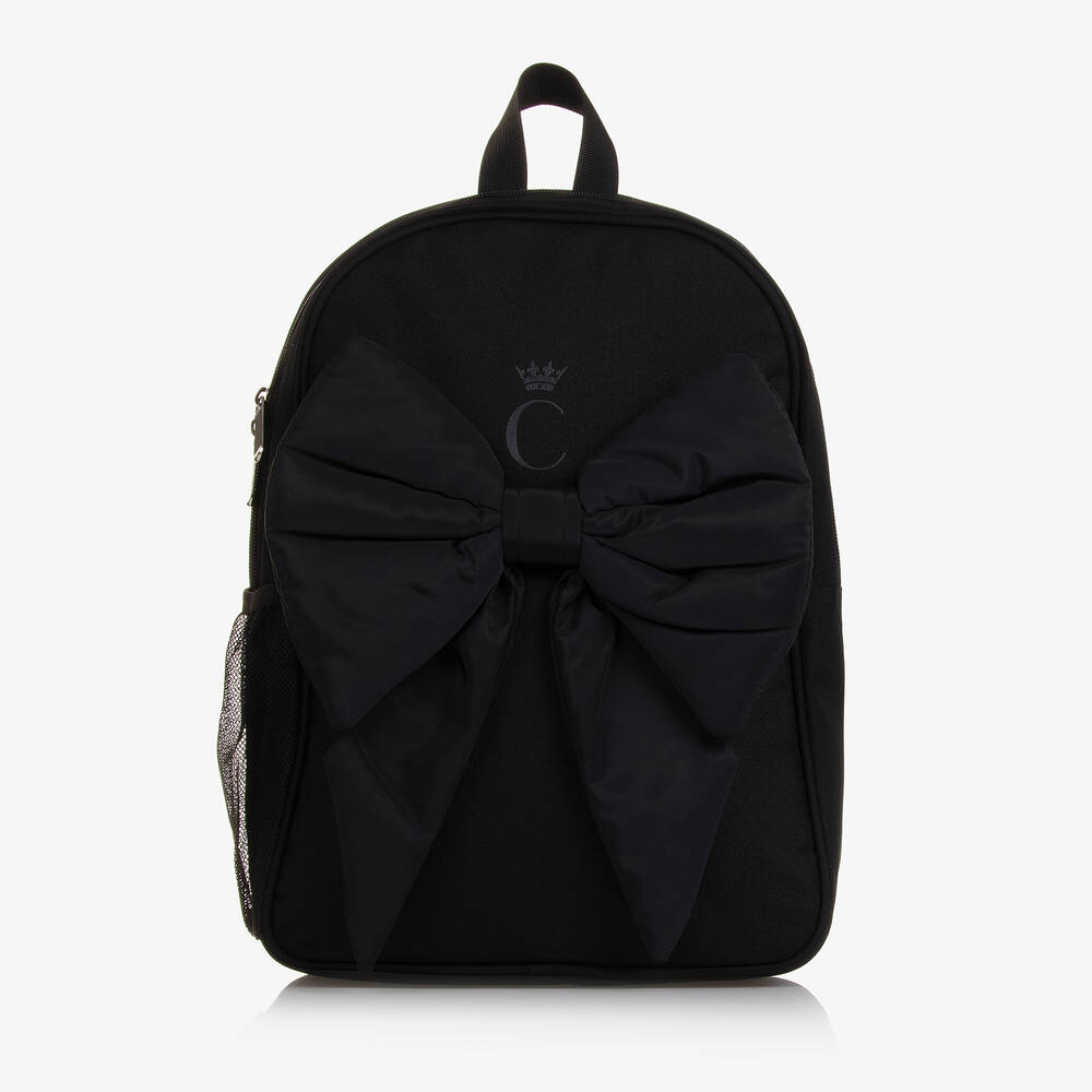 Caramelo Kids - Girls Black Bow Backpack (35cm) | Childrensalon