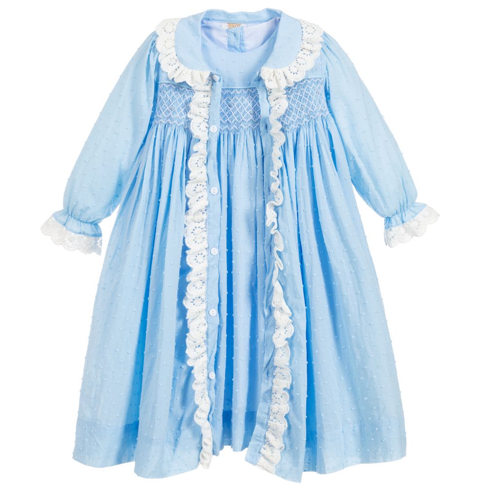 Caramelo Babies' Girls Cotton Nightdress Set In Blue