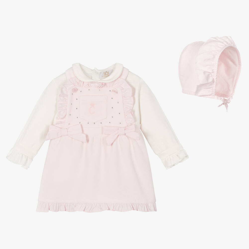 Caramelo Kids - Girls Ivory & Pink Dress Set | Childrensalon