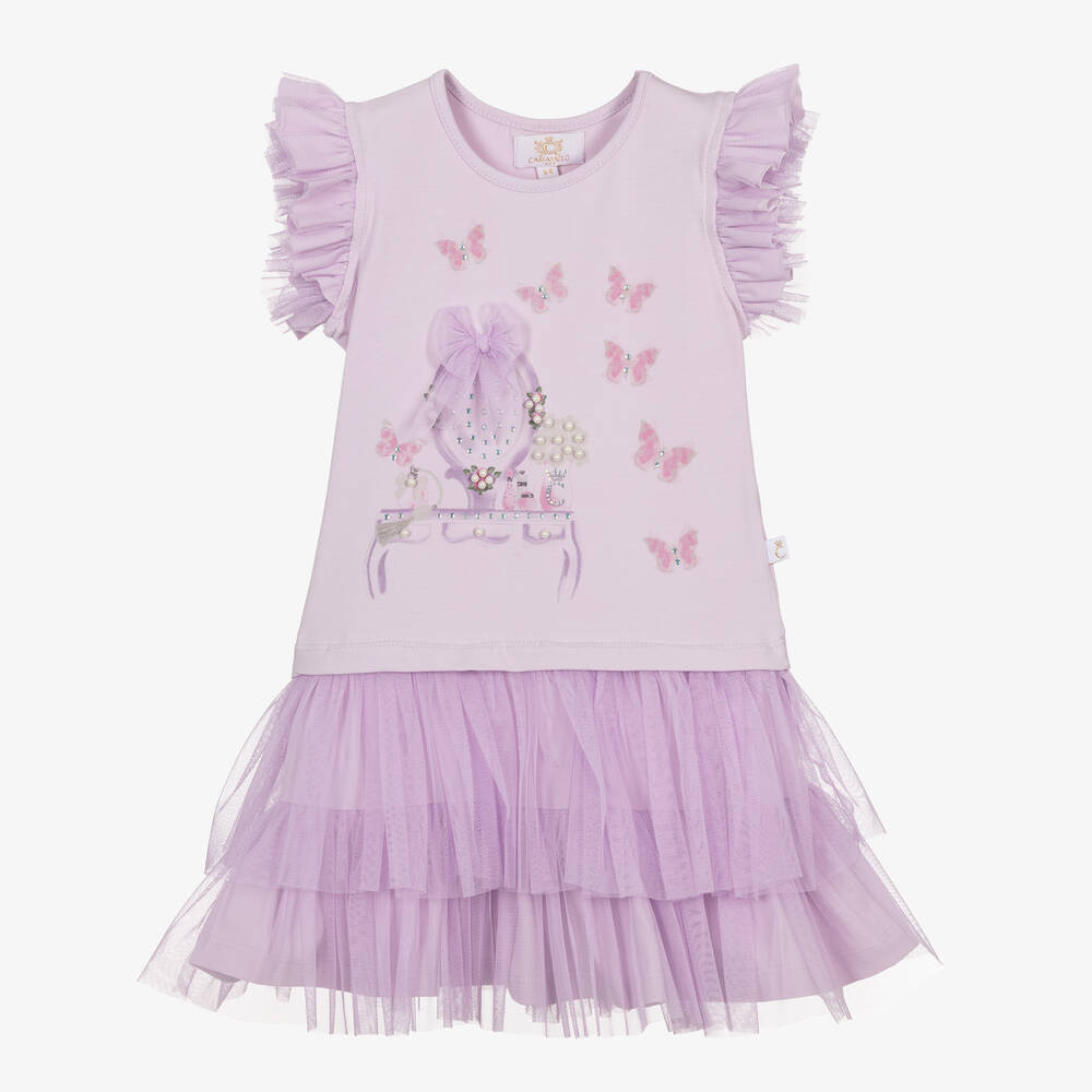 Caramelo Kids - Girls Lilac Purple Cotton Dress | Childrensalon