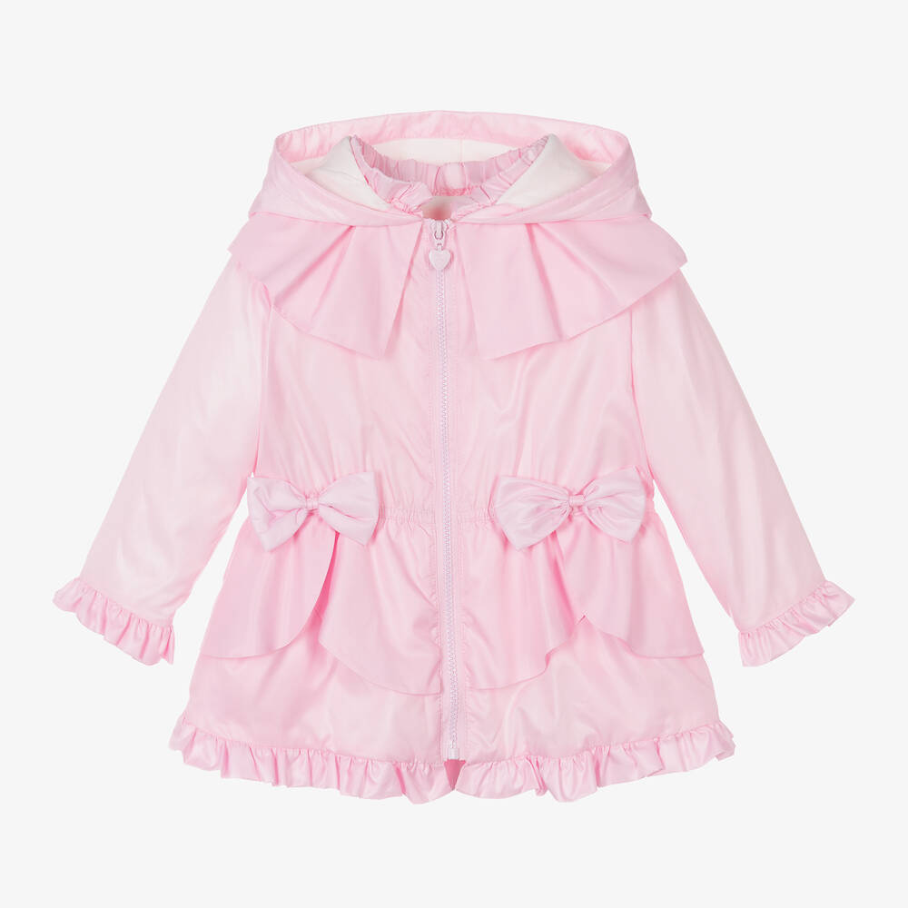 Caramelo Kids - Girls Pink Bow Hooded Coat | Childrensalon