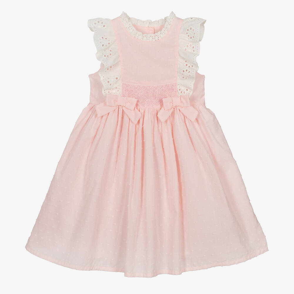Caramelo Babies' Girls Pink Cotton Smocked Dress