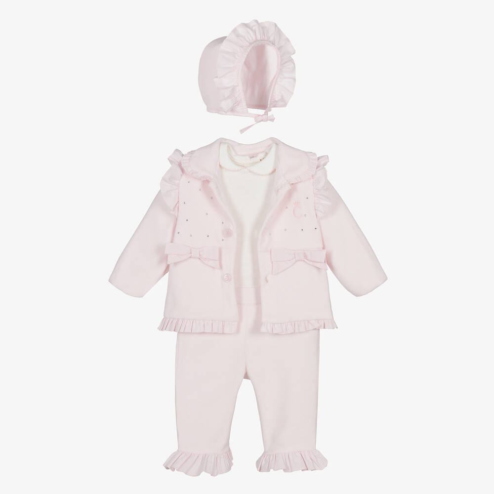 Caramelo Kids - Girls Pink Cotton Trouser Set | Childrensalon