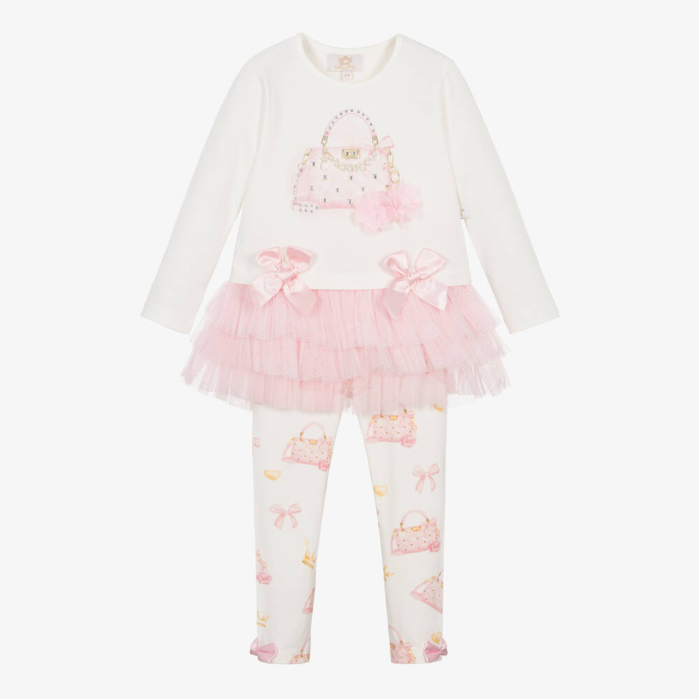 Caramelo Kids - Girls Pink Diamanté Leggings Set | Childrensalon