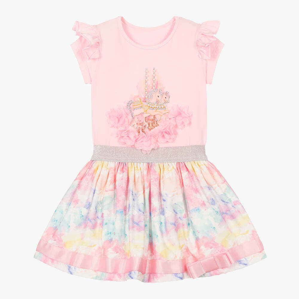 Caramelo Kids - Girls Pink Floral Skirt Set | Childrensalon