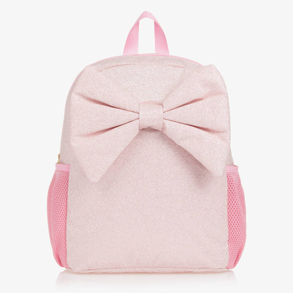 Caramelo Kids - حقيبة ظهر مزينة بفيونكة لون زهري غليتر للبنات (35سم) | Childrensalon