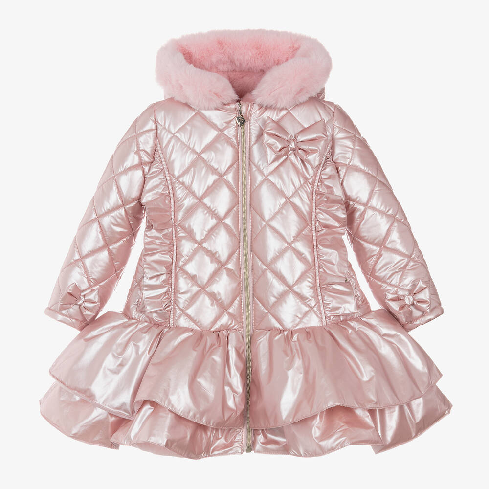 Caramelo Kids' Girls Pink Metallic Quilted Coat