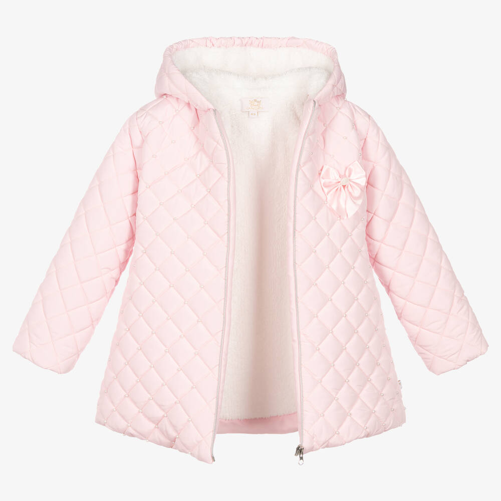 Caramelo Kids - Girls Pink Quilted Hooded Coat | Childrensalon
