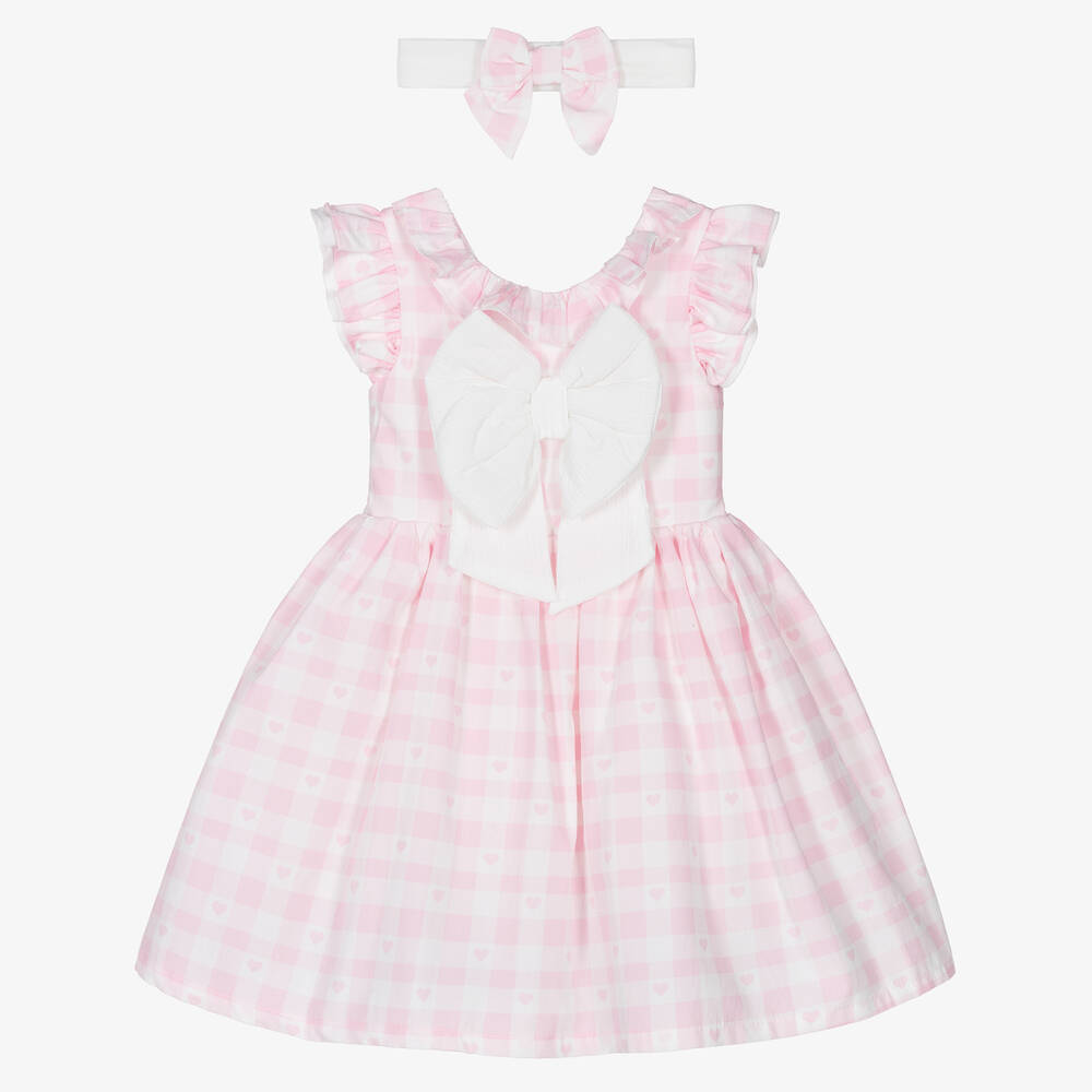 Caramelo Kids - Girls Pink & White Check Dress Set | Childrensalon