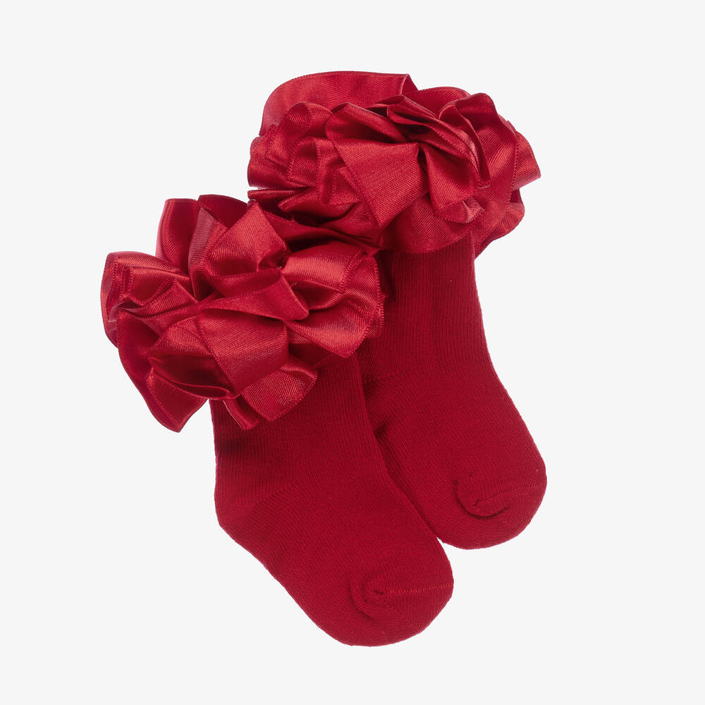 Caramelo Kids - Girls Red Cotton Socks | Childrensalon
