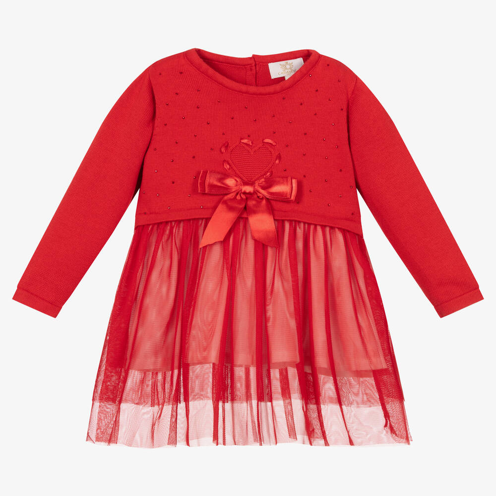Caramelo Kids - Girls Red Cotton & Tulle Dress | Childrensalon