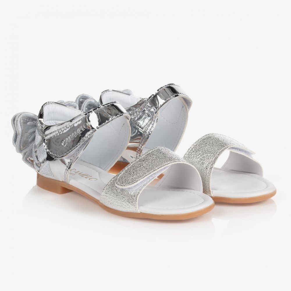 Caramelo Kids - Girls Silver Bow Sandals | Childrensalon