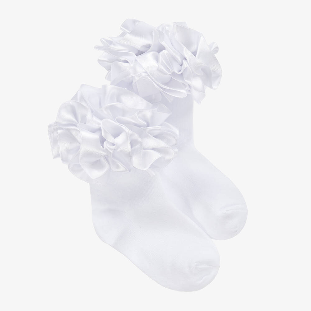 Caramelo Kids - Girls White Cotton Socks | Childrensalon