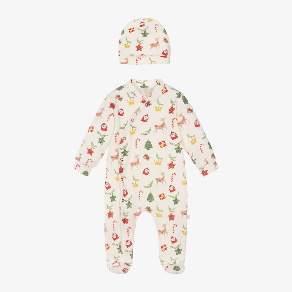 Caramelo Kids - Ivory Fleece Festive Babysuit Set | Childrensalon