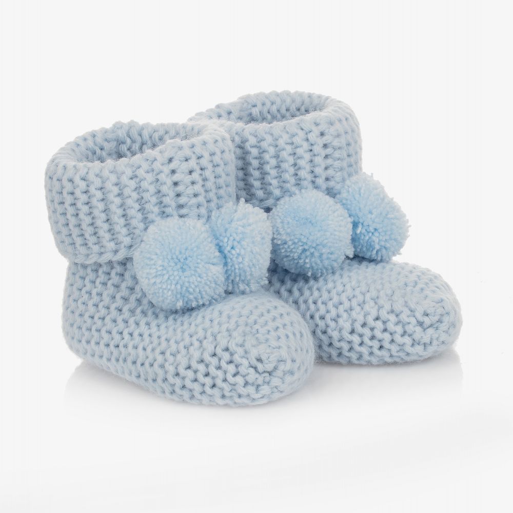 Caramelo Babies' Pale Blue Knitted Booties