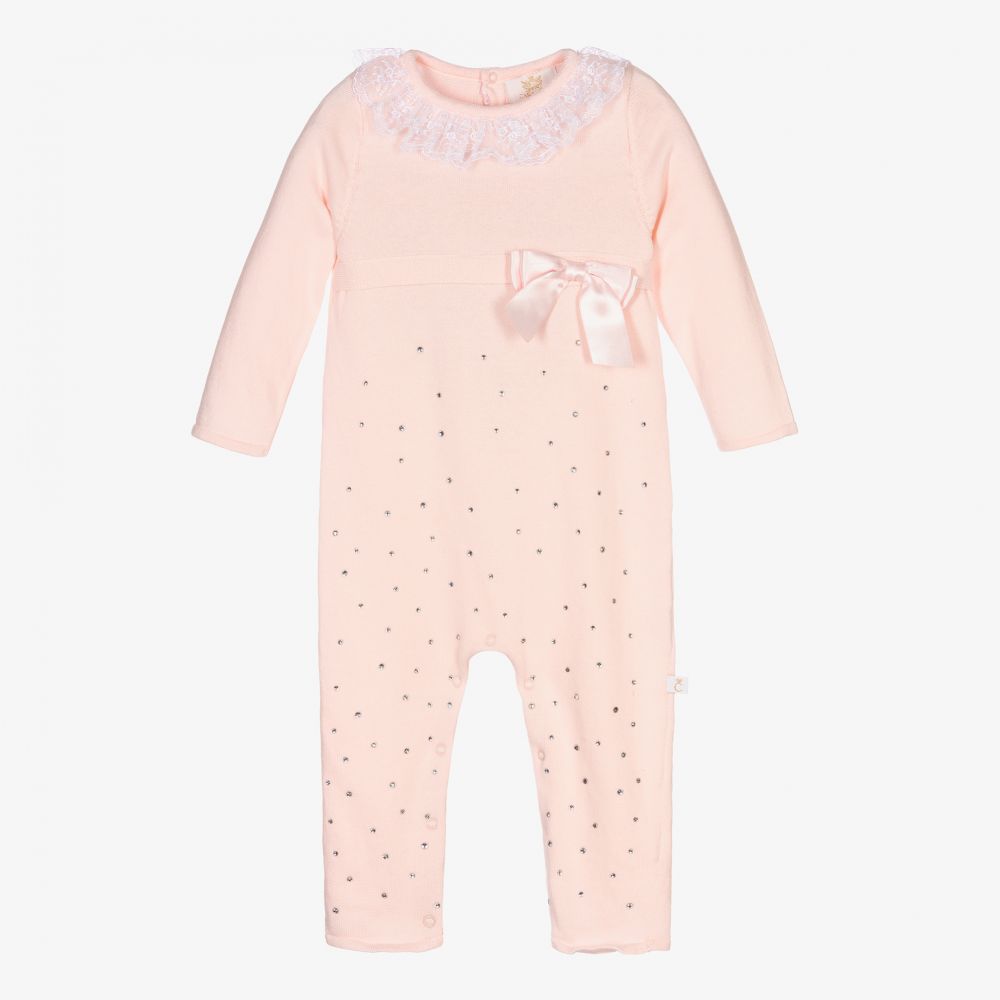 Caramelo Kids - Pink Knitted Cotton Babysuit | Childrensalon