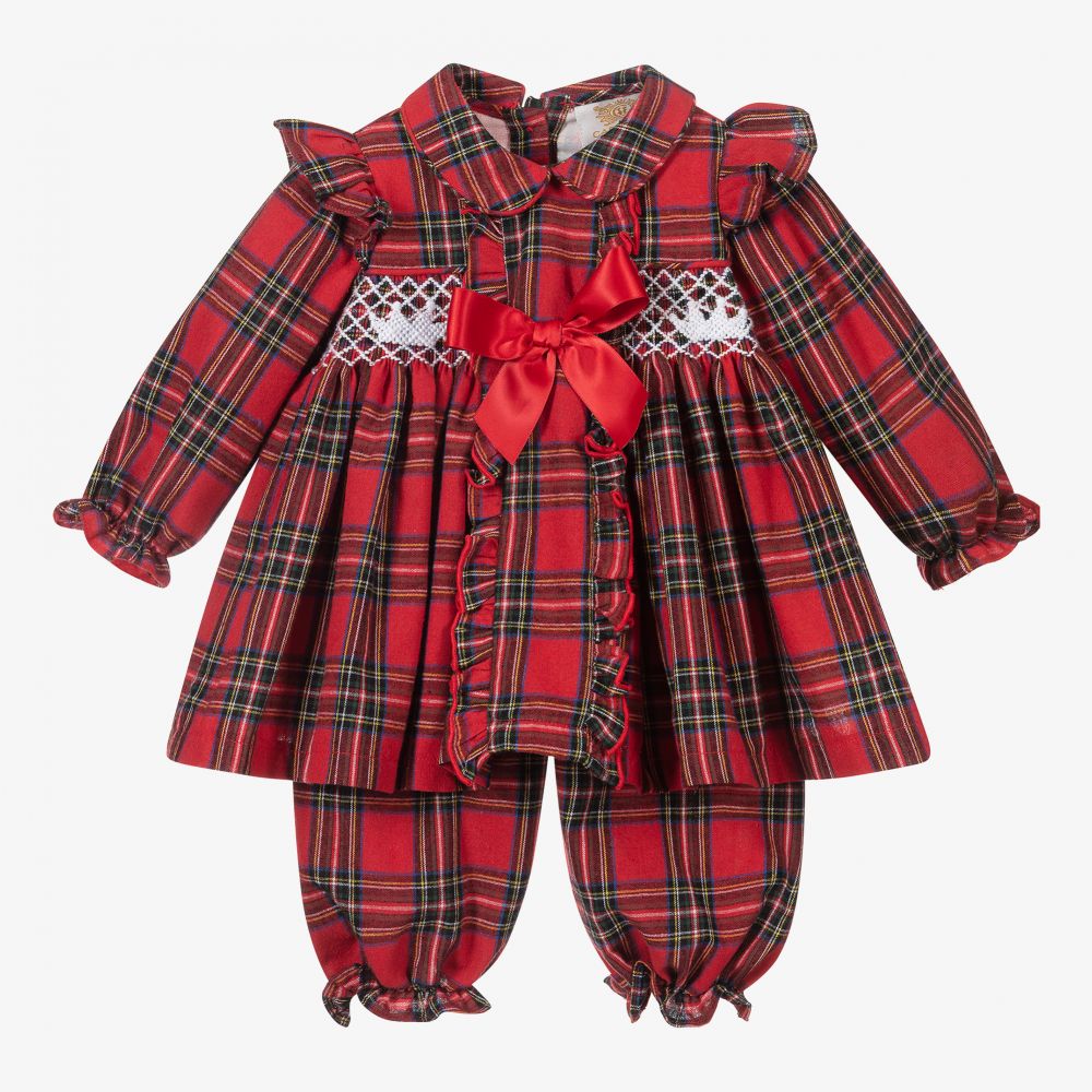 Caramelo Babies' Girls Red Tartan Festive Pyjamas