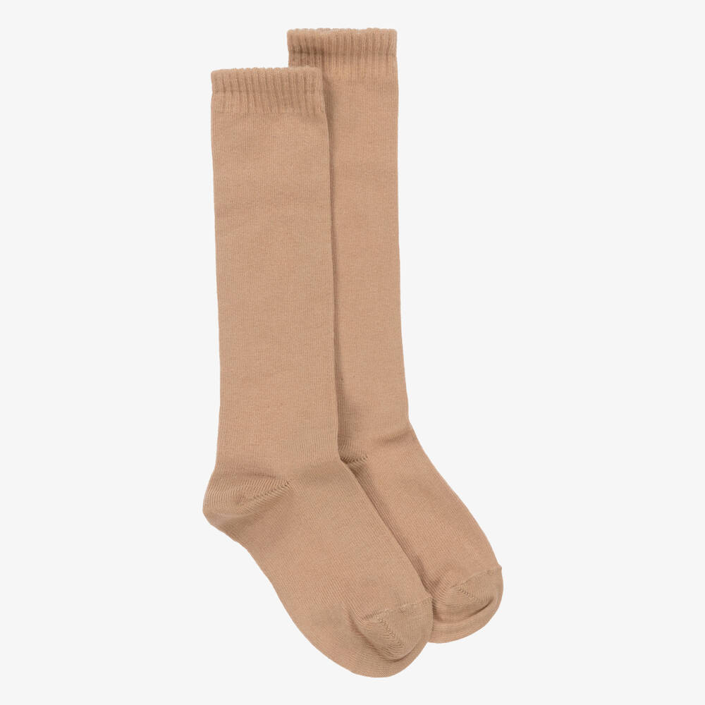 Carlomagno - Beige Cotton Knee Length Socks | Childrensalon