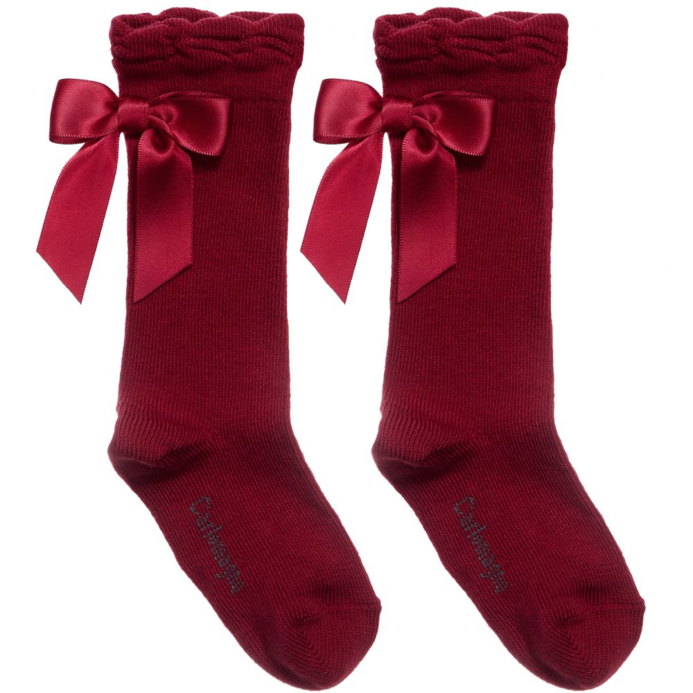 Carlomagno - Темно-красные хлопковые носки для девочек | Childrensalon