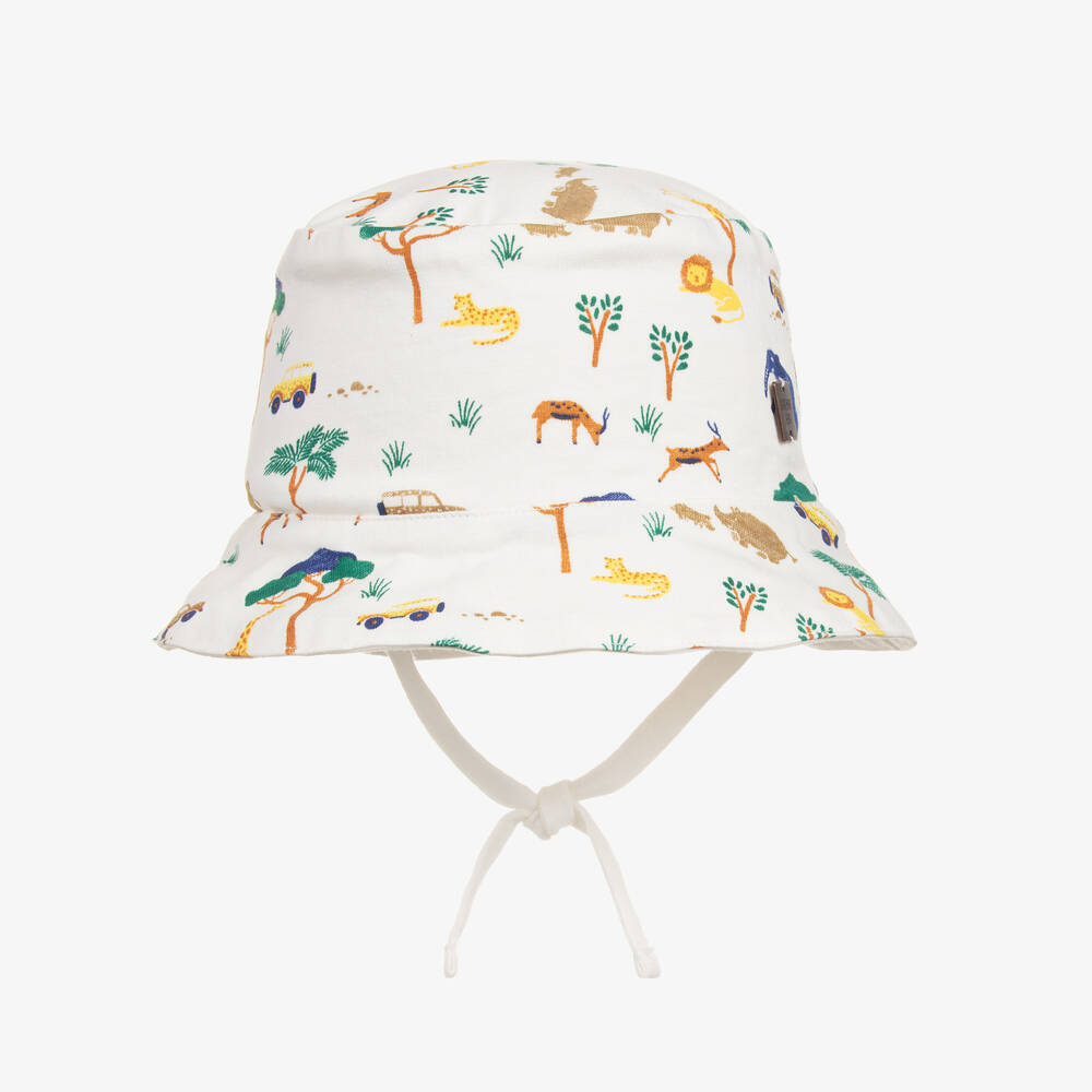 Carrément Beau - Baby Boys Ivory Cotton Safari Sun Hat | Childrensalon