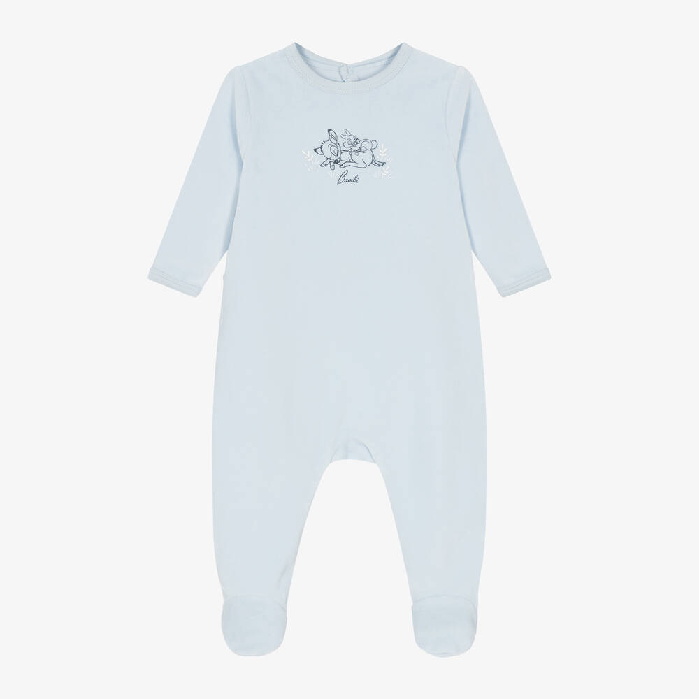 Carrément Beau - Blue Velour Disney Babygrow  | Childrensalon