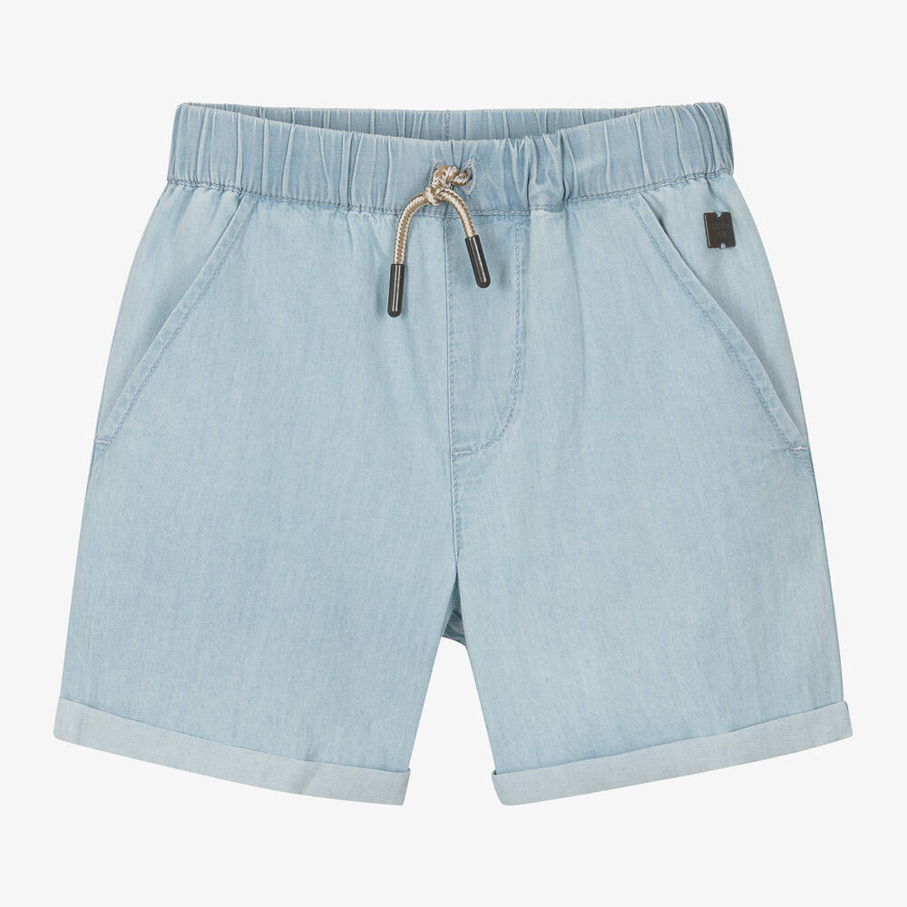 Carrément Beau - Boys Blue Cotton Chambray Shorts | Childrensalon