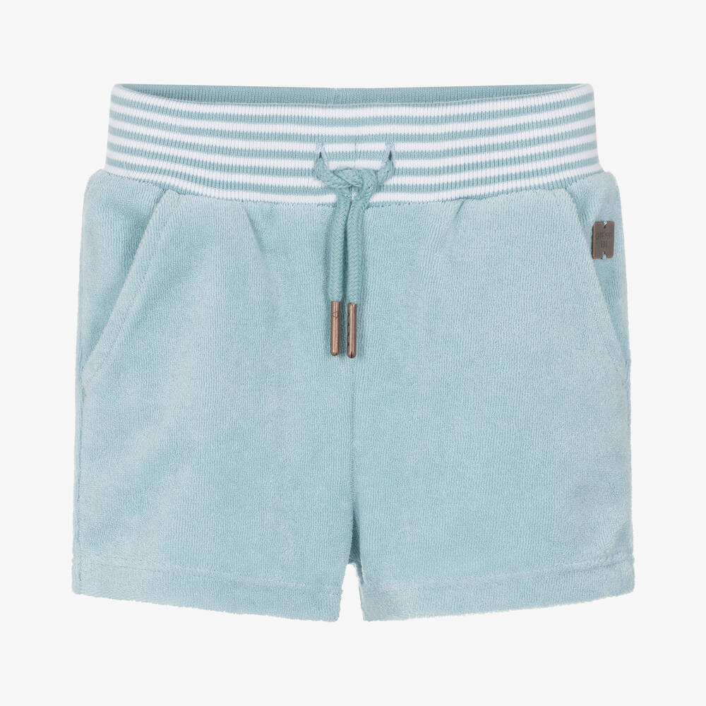 Carrément Beau - Boys Blue Cotton Towelling Shorts | Childrensalon