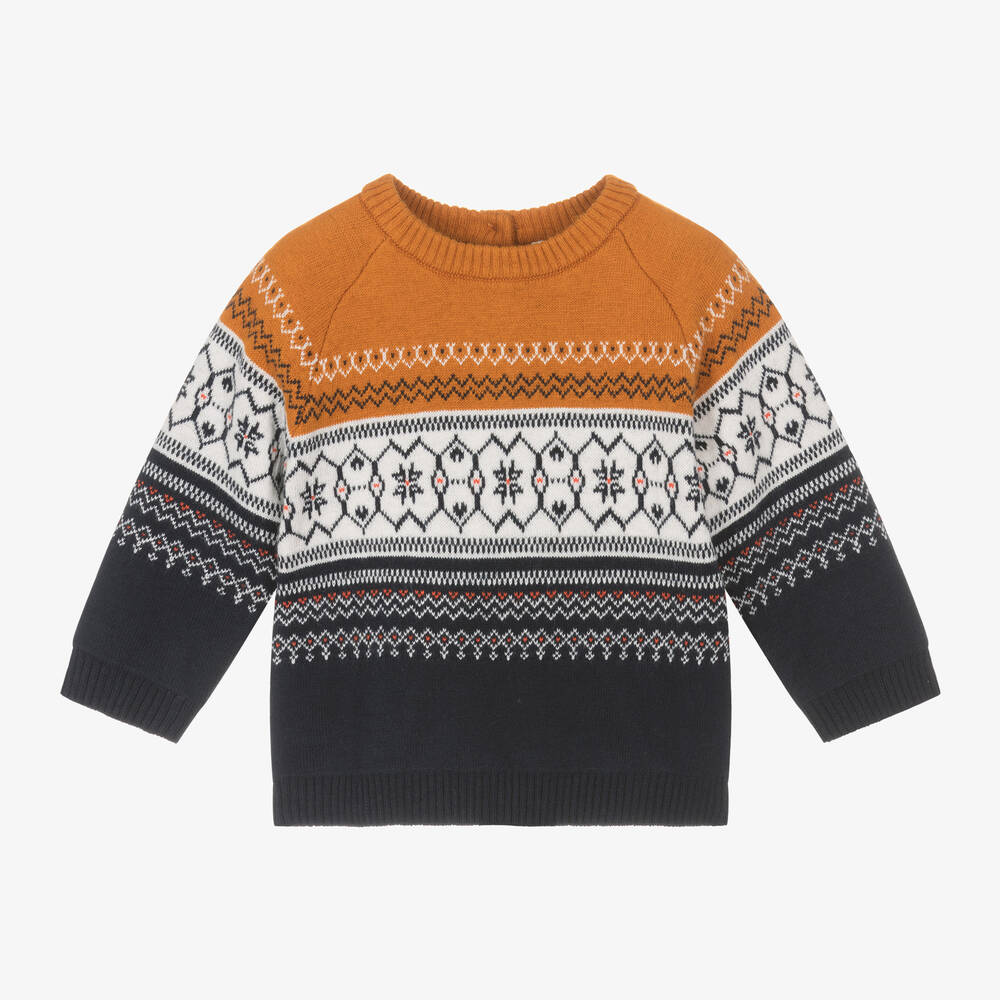 Carrément Beau - Boys Blue Wool & Cotton Sweater | Childrensalon