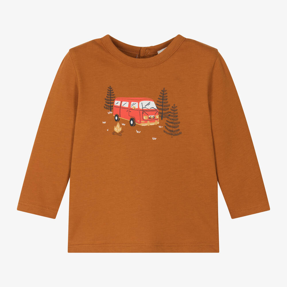 Carrément Beau - Boys Brown Cotton Top | Childrensalon