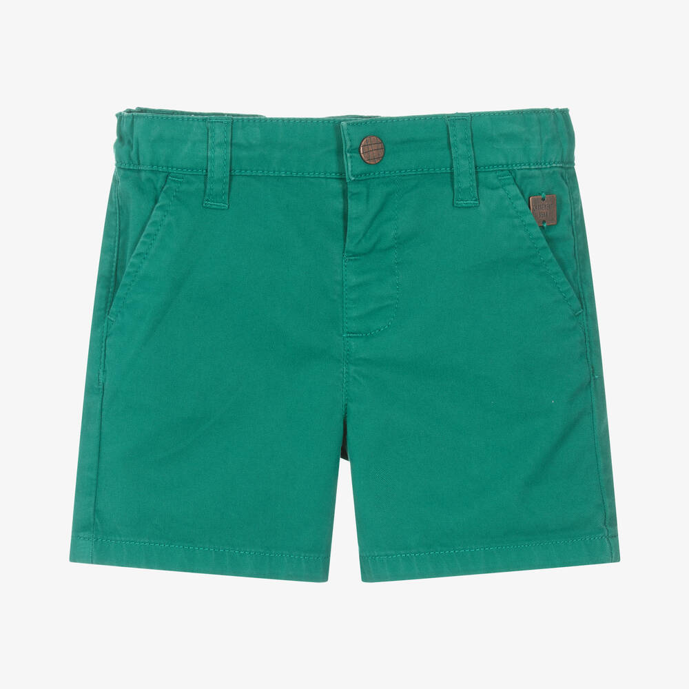 Carrèment Beau Babies' Boys Green Cotton Twill Shorts