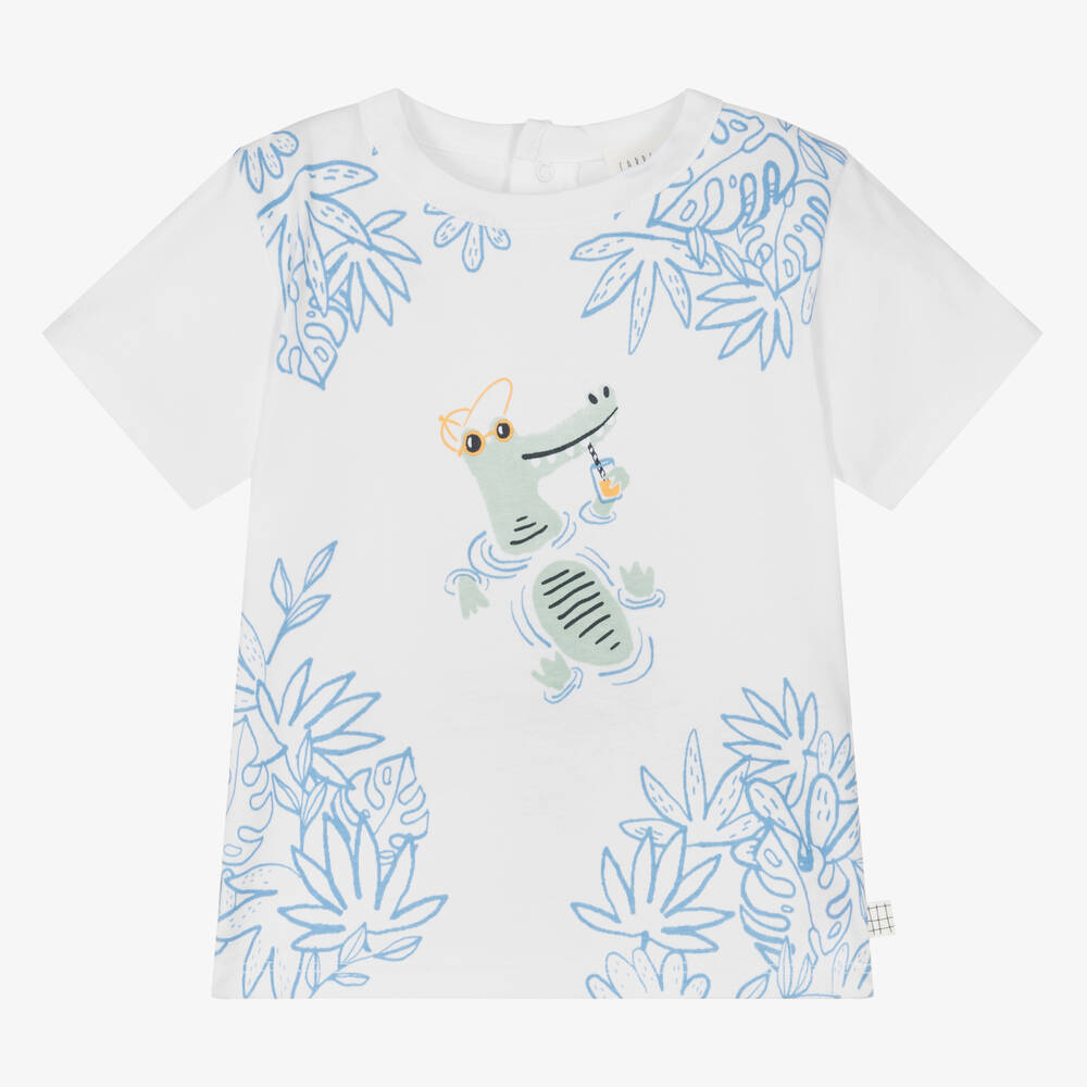 Carrément Beau - Boys White Cotton Crocodile T-Shirt | Childrensalon