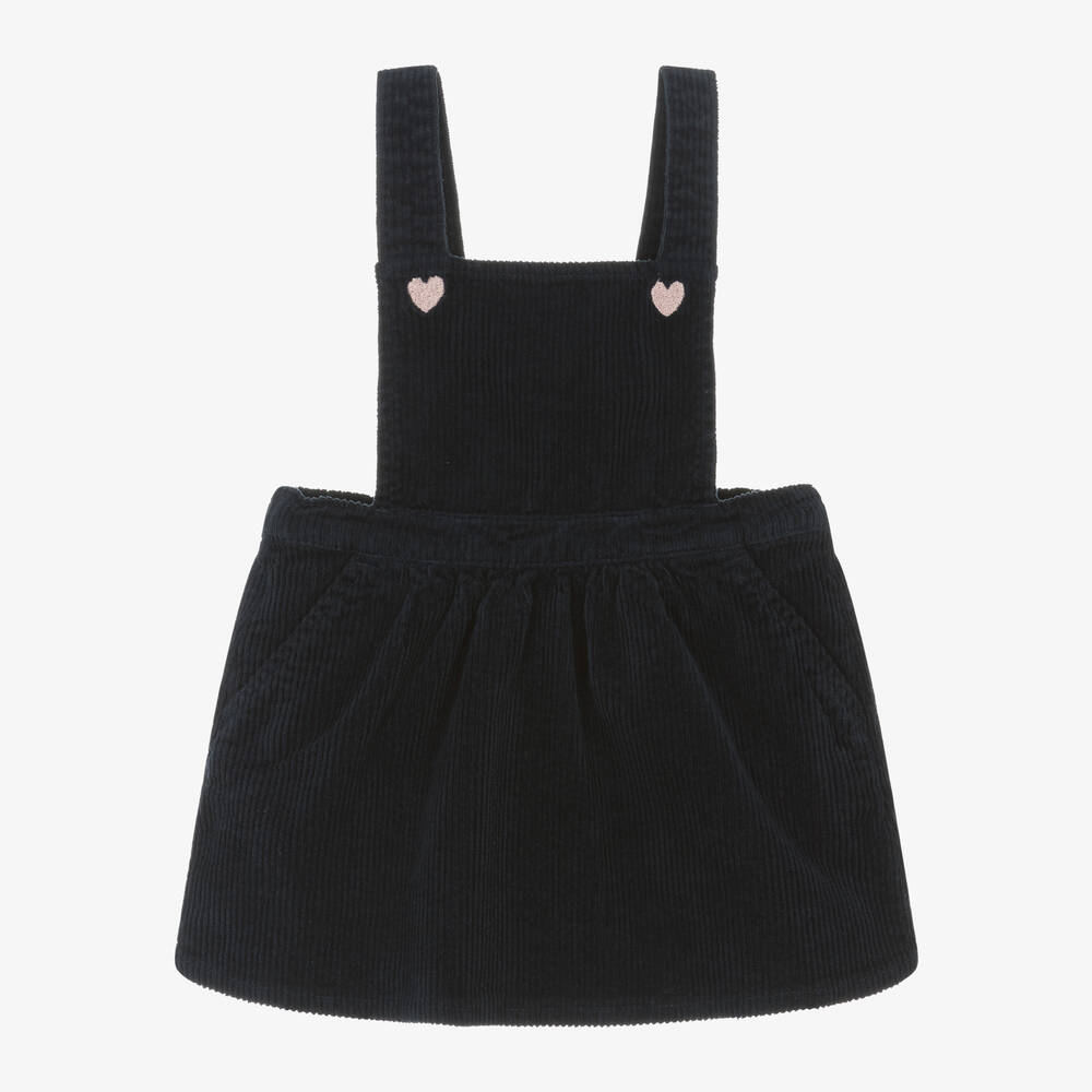 Carrément Beau - Girls Blue Cotton Corduroy Pinafore Dress | Childrensalon