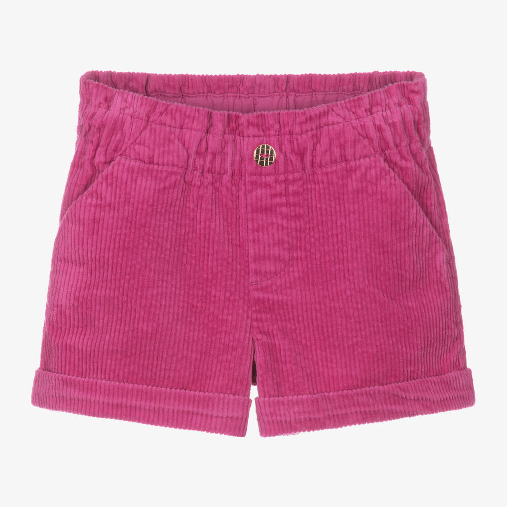 Carrément Beau - Girls Pink Cotton Corduroy Shorts | Childrensalon