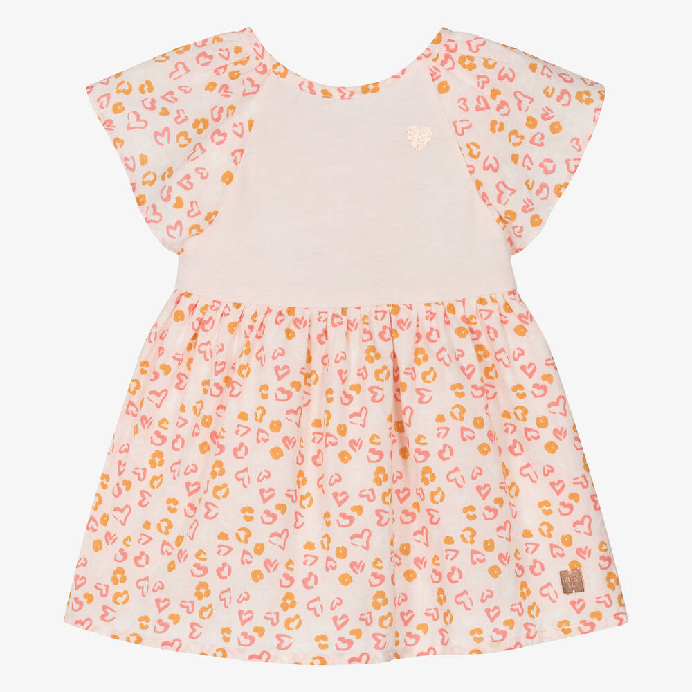 Carrément Beau - Girls Pink Cotton Leopard Ruffle Dress | Childrensalon