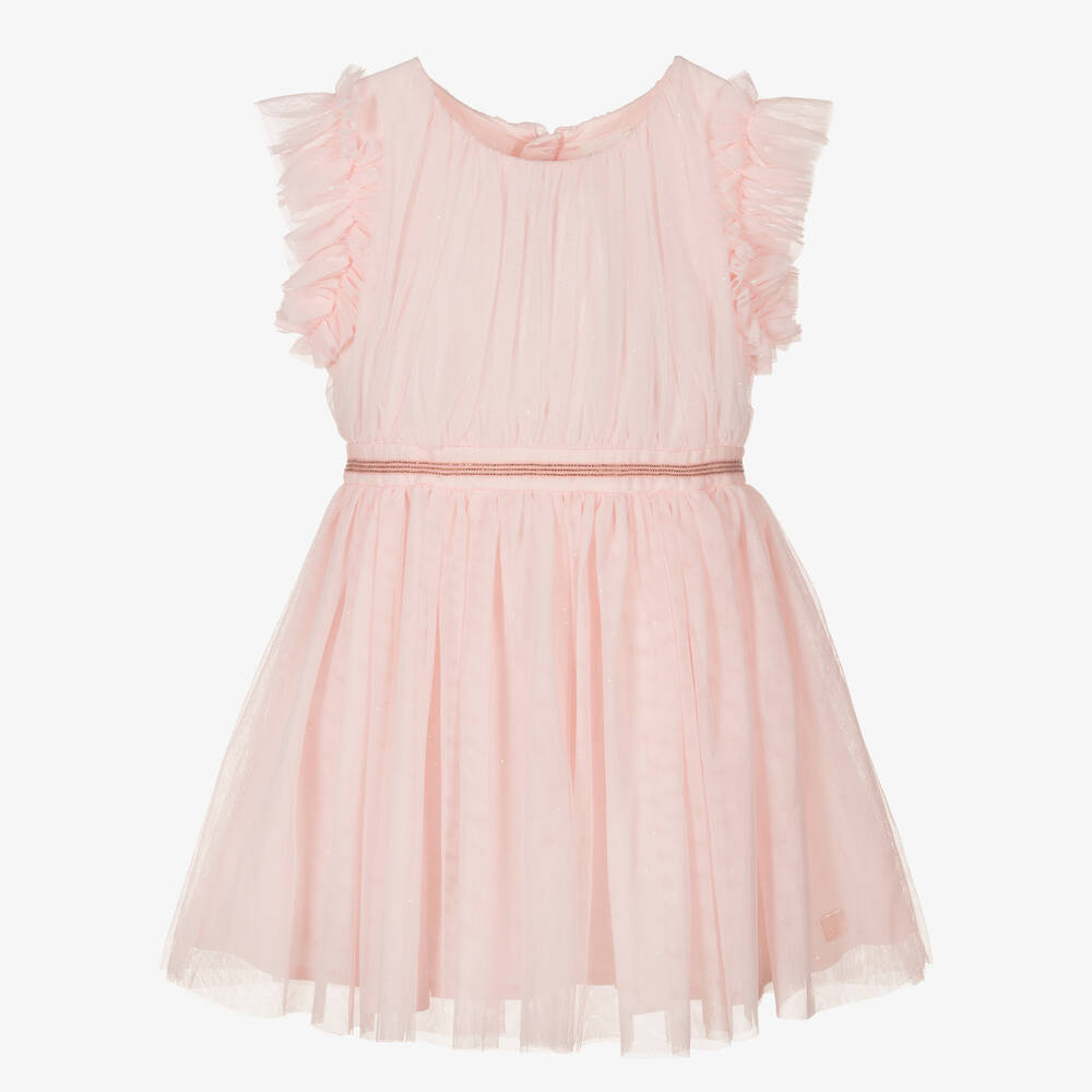 Carrément Beau - Girls Pink Glittery Tulle Dress  | Childrensalon