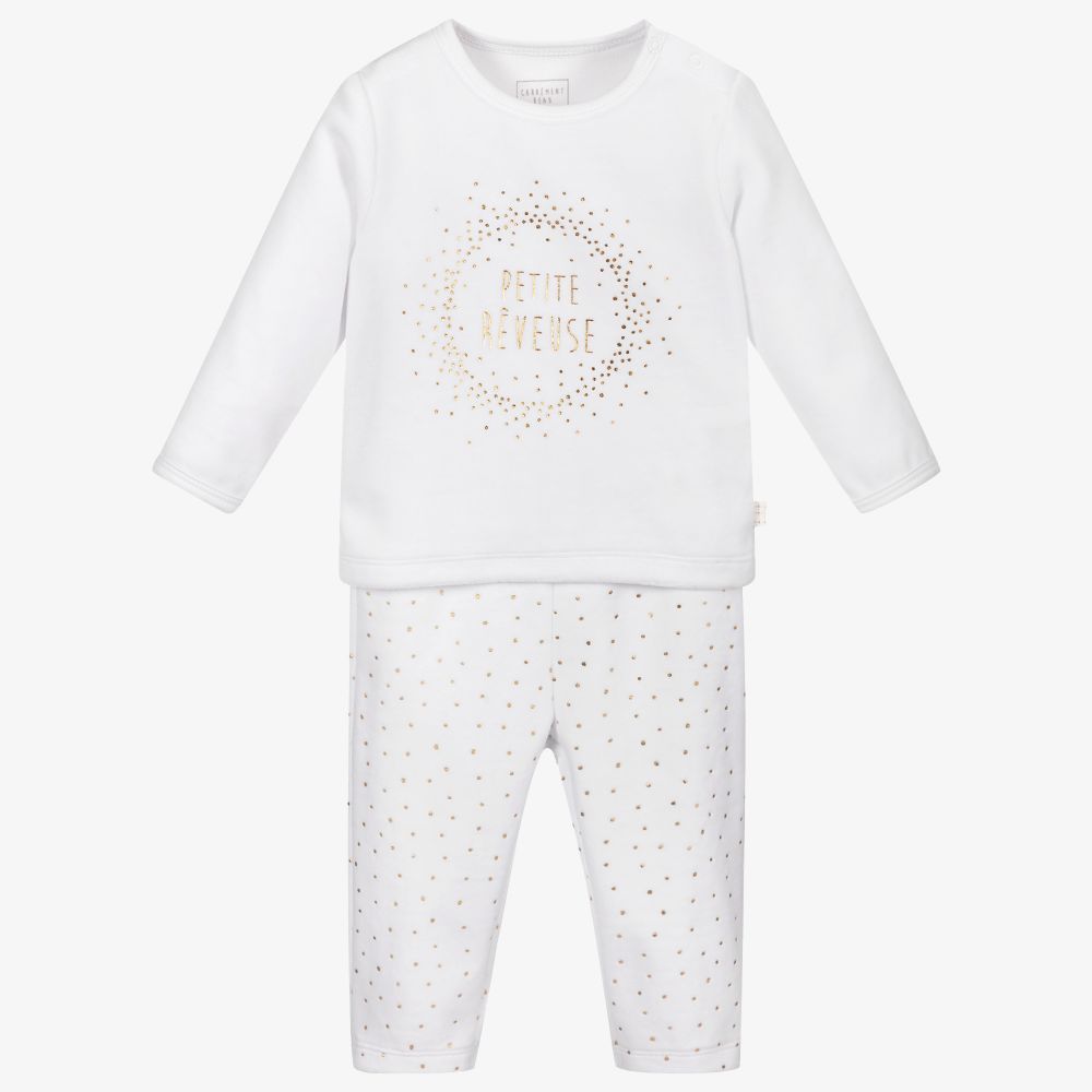 Carrèment Beau Babies' Girls White Velour Pyjamas