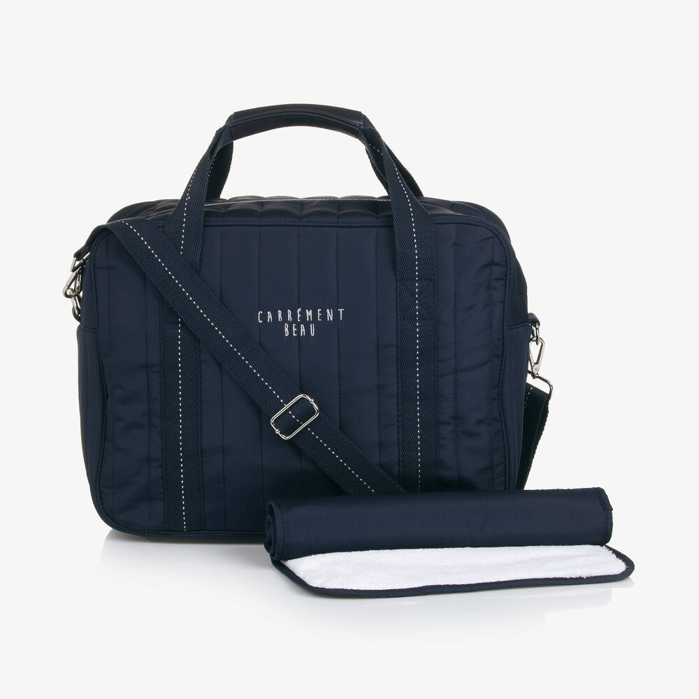 Carrèment Beau Babies' Boys Navy Blue Quilted Changing Bag (40cm) In Brown