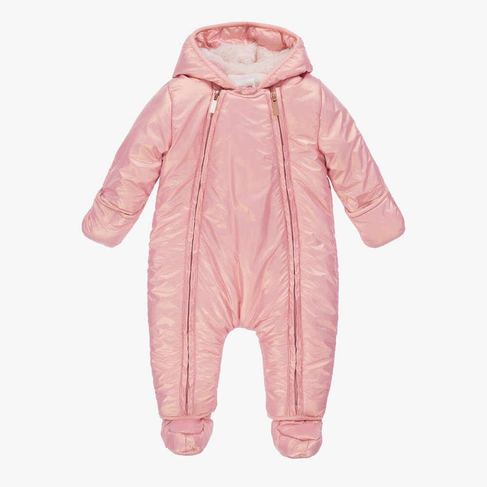 Carrément Beau - Pink Hooded Baby Girls Snowsuit | Childrensalon