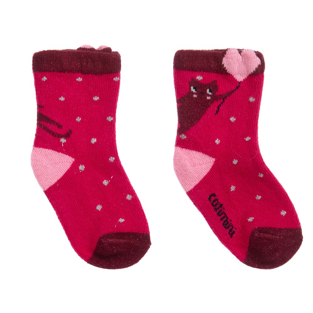 Catimini Babies' Girls Pink Cotton Socks In Red