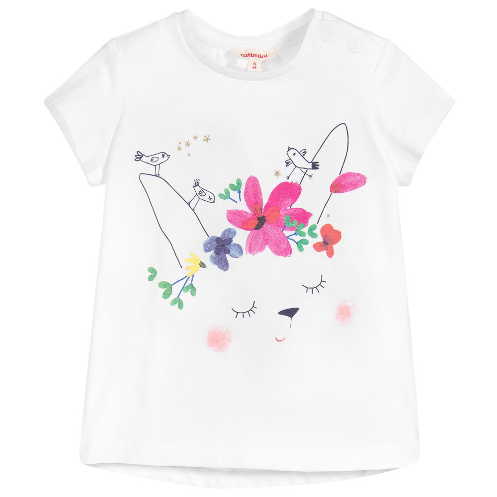 Catimini Babies' Girls White Floral T-shirt