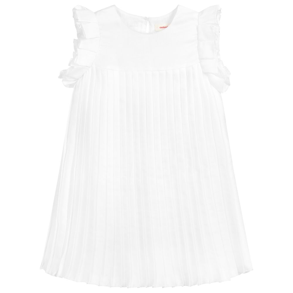 Catimini Kids' Girls White Pleated Dress