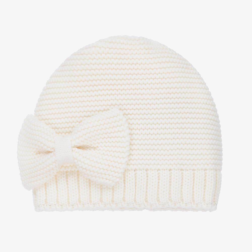 Catya - Ivory Wool Bow Baby Hat | Childrensalon