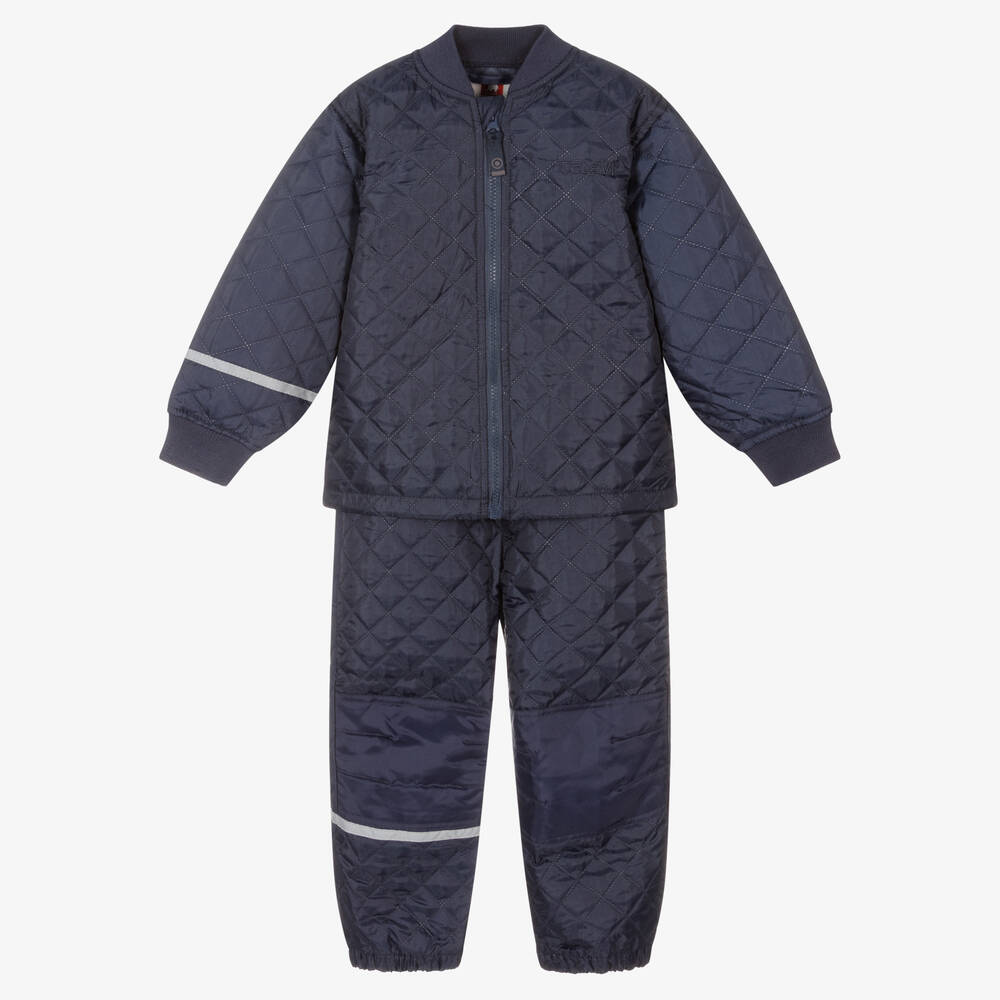 CeLaVi - Blue Quilted Jacket & Trouser Set | Childrensalon