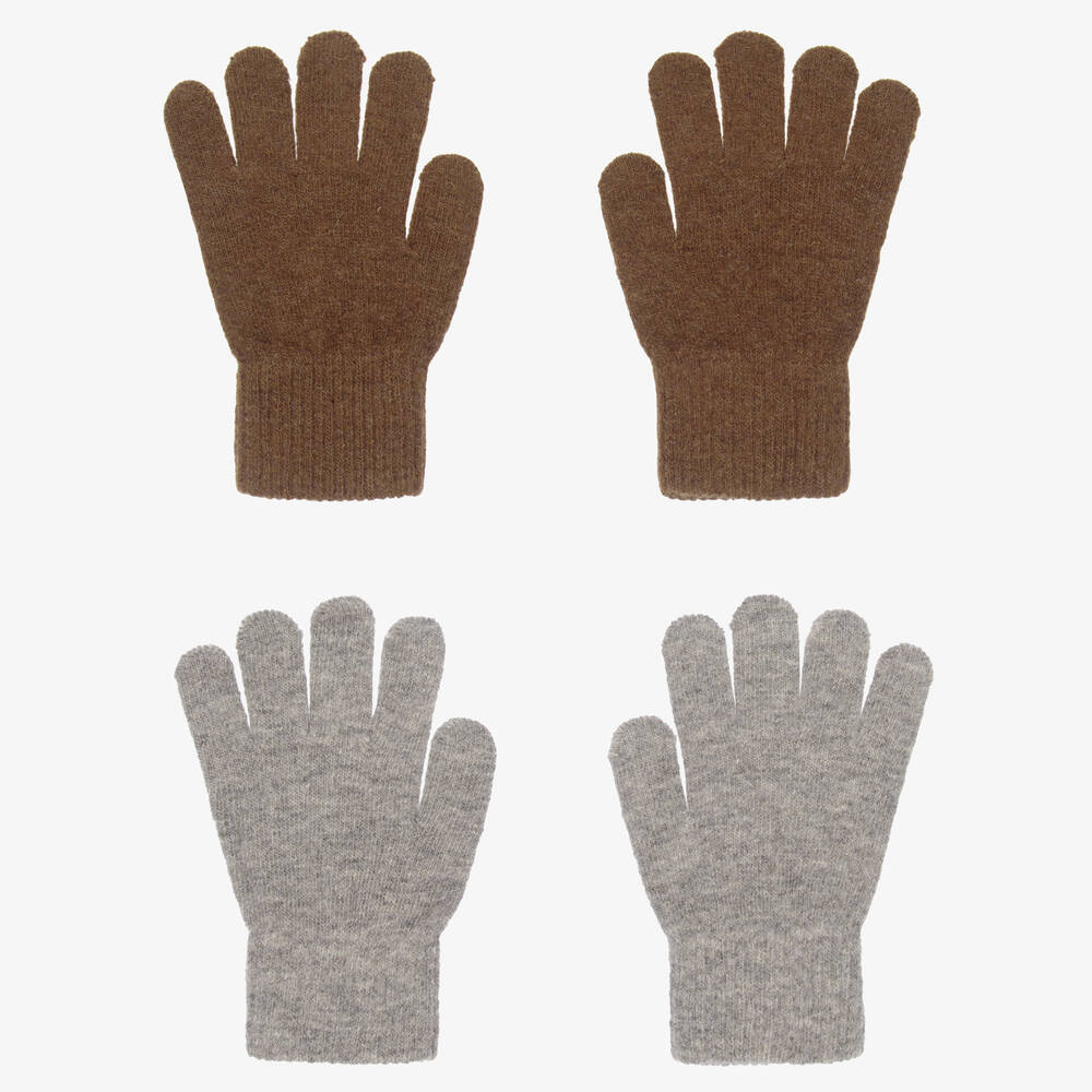 CeLaVi - Lot de 2 paires de gants verts et gris en maille | Childrensalon