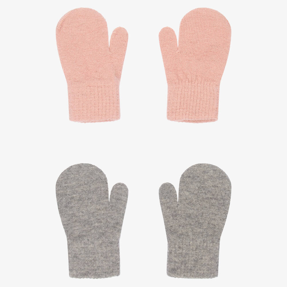 CeLaVi - Pink & Grey Knitted Mittens (2 Pack) | Childrensalon