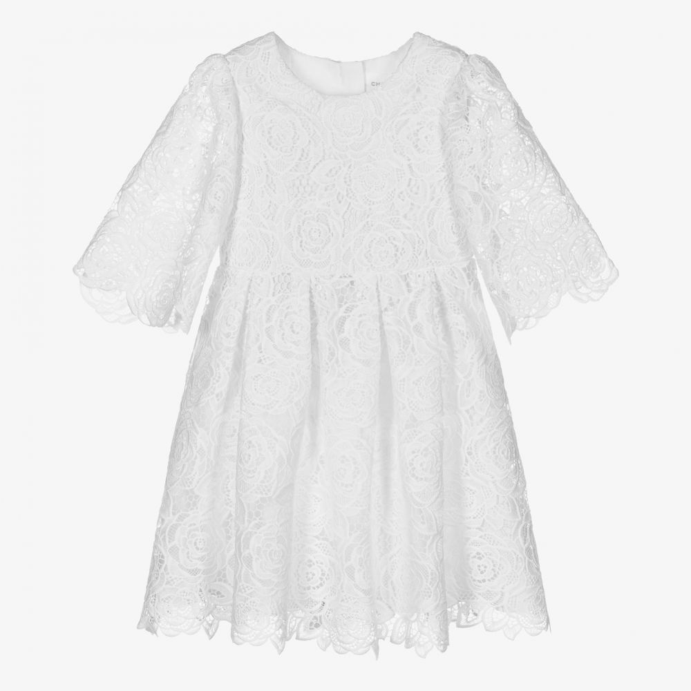 Charabia - Robe blanche en dentelle Fille | Childrensalon